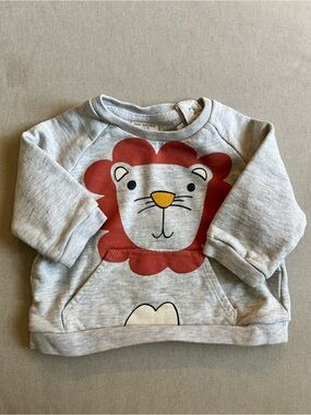 Zara Grey‎ Sweatshirt with Red Lion Face and Yellow Nose